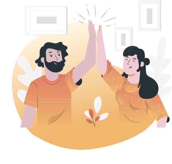 A girl and a boy high fiveing